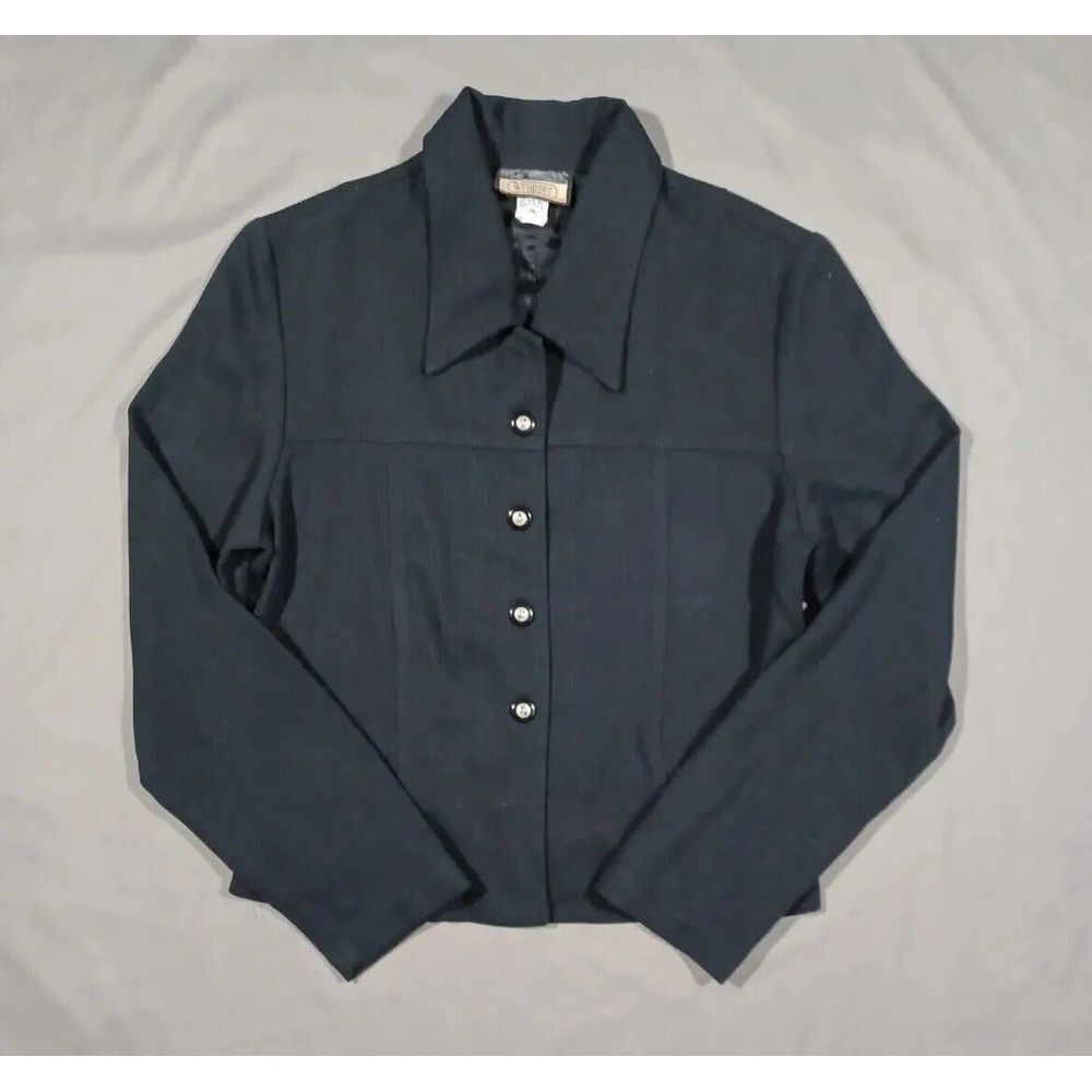 Wrapper Jacket‎ Womens L Black Blazer Button Up Vintage Made In USA